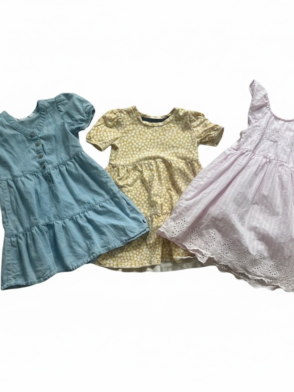 GAP Girls 4-5t Blue, Yellow & Light Pink Tiered Summer Dresses Set